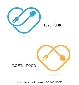 Spoon Logo.Fork Logo.Heart shape logo.Love Food Logo.Restaurant menu logo.Food and Cooking concept.Vector logo design