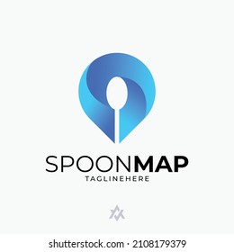 spoon + map logo template for company ,business card ,brand and other