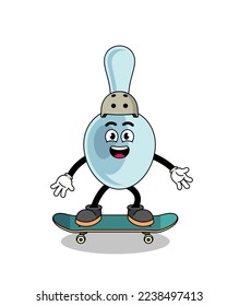 spoon mascot playing a skateboard , character design