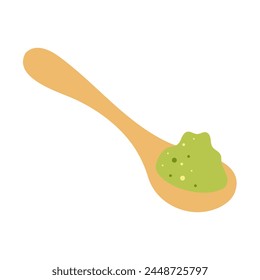 Löffel mit Matcha grünem Teepulver. Vektorillustration.