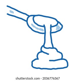 cuchara de mayonesa dibujante vector. Cuchara de arte de la línea azul del doodle dibujada a mano de la señal mayonesa. ilustración de símbolo aislado