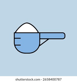 Icono de Vector de leche en polvo con cuchara. Signo de producto lácteo. Símbolo del gráfico para cocinar el diseño del Sitio web y de los App, logotipo, App, UI