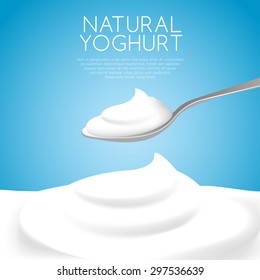 A Spoon Of Natural Yogurt : Vector Illustration