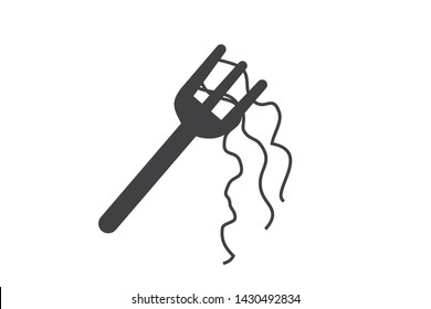 Spoon with noodles or chow mein icon svg