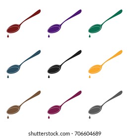 Spoon of olive oil.Olives single icon in black style vector symbol stock illustration web.