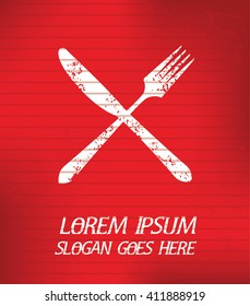 Spoon on red background,poster grunge design