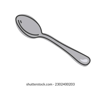 Cuchara sobre fondo blanco, ilustración del vector doodle