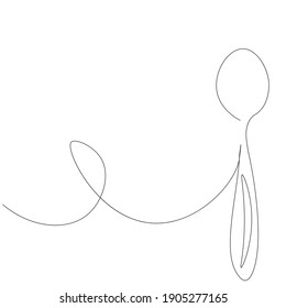 Spoon on white background line drawing, vector illustration