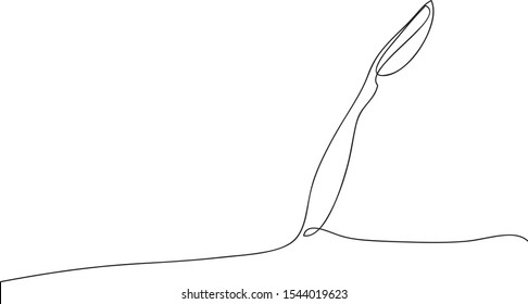 Spoon one continuous line art.  Design concept for cooking book or restaurant menu.