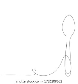 Spoon one line drawing on white background, vector illustratio