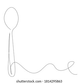 Spoon one line drawing on white background vector illustration
