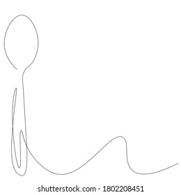 Spoon one line drawing, vector illustration