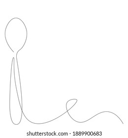Spoon one line drawing, vector illustration