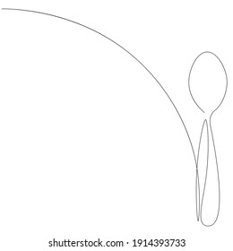 Spoon one line drawing, vector illustration