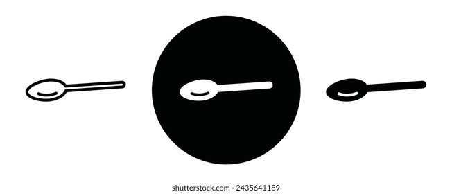 Löffel-Umrisssymbol-Sammlung oder -Satz. Löffel Dünne Vektor Linie Kunst