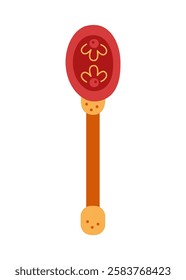 Spoon with pattern color. Hand drawn clip art for your project.