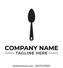 Spoon and Pen Logo Design Blending Culinary Arts and Writing Symboliseren Creative Food Blog of Culinary Writing Venture