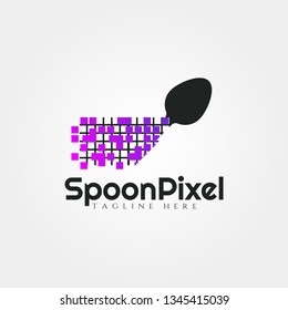 Spoon pixel vector logo design,food icon