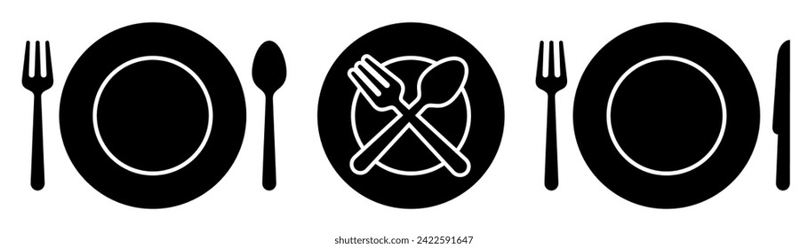 spoon, plate, fork and knife icon vector. icon for food