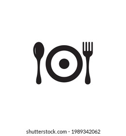Icono de Cuchara y placa Plantilla de diseño de ilustración vectorial de logotipo