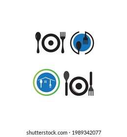 Spoon and plate icon Logo template vector illustration design