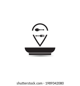 Icono de Cuchara y placa Plantilla de diseño de ilustración vectorial de logotipo
