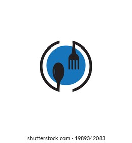 Spoon and plate icon Logo template vector illustration design