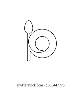 Spoon plate icon. On white background