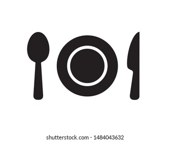 Spoon, plate and knife flat icon design vector