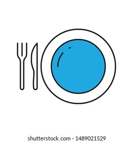 Spoon plate minimal line icon vector