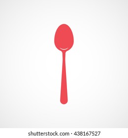 Spoon Red Flat Icon On White Background