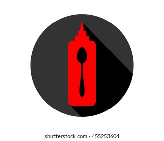 spoon red sauce ketchup bottle silhouette image vector