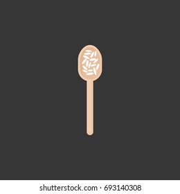 Spoon of rice vector flat icon, Flat design of cooking utensil, tableware, kitchenware object on the dark background, vector illustration with shadows