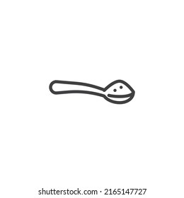 Spoon with salt line icon. linear style sign for mobile concept and web design. Seasoning spoon outline vector icon. Symbol, logo illustration. Vector graphics