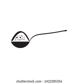 Spoon with salt or other ingredient icon on white background, vector, illustration