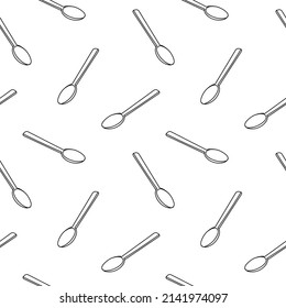 Spoon seamless pattern doodle outline vector. Texture for background, menu, booklet, label, print, packaging, merchandise, book, poster, fabric, wrapping, storefront, textile, wallpaper.