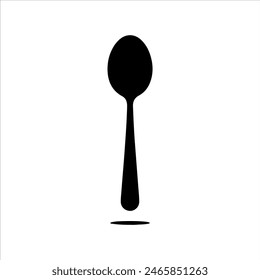 Spoon with shadow silhouette isolated on white background. Spoon icon vector illustration design. 