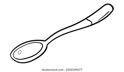 Spoon side view hand drawn outline vector illustration. Isolated on white background