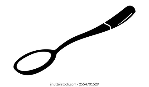 Spoon side view silhouette vector illustration. Isolated on white background