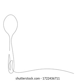  Spoon silhouette continuous line drawing, vector illustration