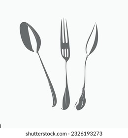 Spoon Silhouette with Culinary Tool , Cooking and Kitchen Vector Illustration