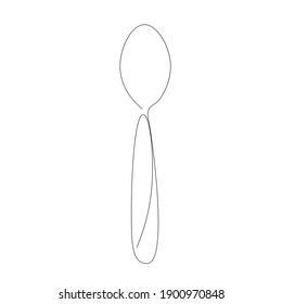 Spoon silhouette line drawing, vector illustration