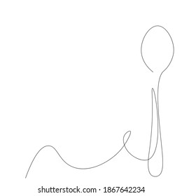 Spoon Silhouette One Line Drawing Vector Illustration