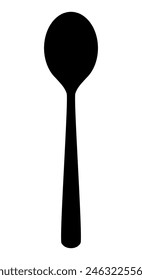 spoon silhouette shape, black and white vector illustration of cutlery utensil, white background