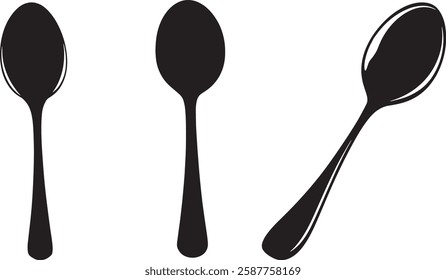 Spoon Silhouettes Vector Illustration Isolated on White Background