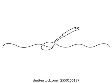 Plano de fundo de uma única linha de colher. Um desenho em linha contínua da colher. Ícone da linha colher. Ilustração vetorial