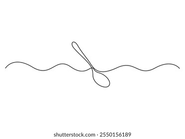 Spoon single line background. One continuous line drawing of spoon. Spoon line icon. Vector illustration