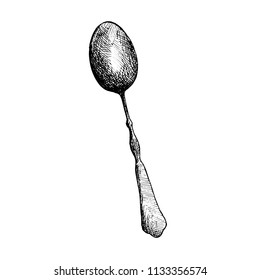 spoon sketch. vector isolated on white background.