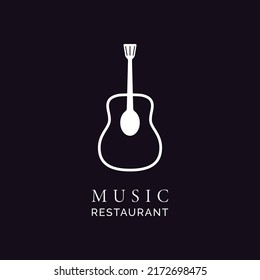 Spoon Spatula Guitar Live Music Concert for Bar Cafe Restaurant Pub Nightclub logo design