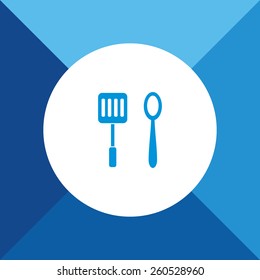Spoon & Spatula Icon on Blue Background. Eps-10.